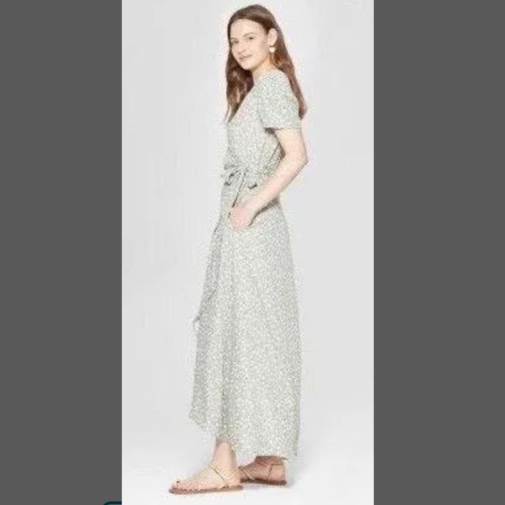 Green floral maxi dress